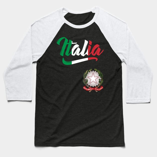 Italia Coat of Arms Italian Italy Italiano Baseball T-Shirt by E